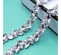 Yhsheen 1 Yard Rhinestone Trim Diamond Crystal Rhinestone Chain Sparkly Rhinestone Applique for Wedding Party Decoration & Bridal Costume Embellishment Clothing Accessories (Style-1)