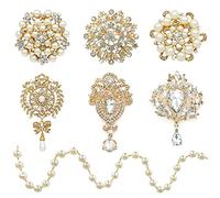 Yhsheen Rhinestone Brooches Crystal Brooch Pins, Pearl Crystal Wedding Bouquet kit Set