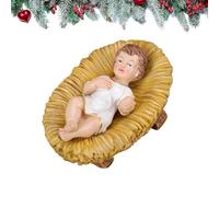 Yhsioaklo Baby Jesus Manger Statue - Resin |Holy Nativity Scene Figurine | Baby Jesus Christ In Manger Craft Ornament For Christmas Indoor Decoration, Tabletop Display & Religious Home Decor
