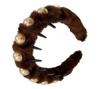 Yhsioaklo Girls Pearl Headband | Non-Slip Plush Hair Accessories - With Comb Teeth Plush Headband | for Teenage Girls, Women, Ladies, Photo Props, Party, Christmas, Birthday