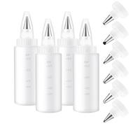 Yhsioaklo Icing Bottles - 16.8cm Spray Bottle Set | Baking Squeezing Bottles with Stainless Steel Piping Styles for Biscuits and Cookies, 10-Piece Accessory Kit Transparent White, Leak-proof,