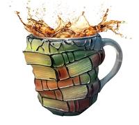Yhsioaklo Painting Book Mug | 3D Painting Book Cup with Handle | Reading Coffee Cup | Aesthetic Drinks for Studio Collection Library Literature Kitchen Lovers