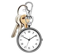 Yhsioaklo Pocket Watch, Round Key Chain Clip Watch, Key-Chain Portable Pocket with Buckle, Roman Numerals Men Women Watches Unisex Portable Quiet Clock for Home School Travel Outdoor Men