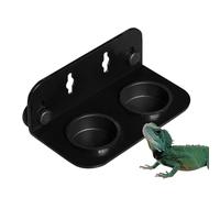 Yhsioaklo Reptile Feeding Ledge,Double Bowl Reptiles Feeder|Lightweight Portable Crested Gecko Accessories, Bearded Dragons Snake Frog Hermit Crabs|Lizard Tortoise Turtle Bread Feed-cup