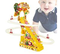 Yhsioaklo Santa Climbing Toy, Santa Claus Electric Climbing Ladder | LED Lights Music Running Track for Kids Battery Powered | Mountain Playset