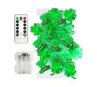 Yhsioaklo Shamrock String Lights - String Lights for St Patrick's Day | Battery Operated Garden Shamrock Lamp | Irish Green Lighting for Bedroom, Mantel, Stairs, Front Door