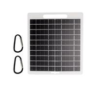 Yhsioaklo Solar Panel for Charging Devices, Outdoor Solar Panel with USB and DC Port, Survival Equipment 10W Monocrystalline 5-12V with Carabiner for Hiking, Mountaineering, Motorhome and