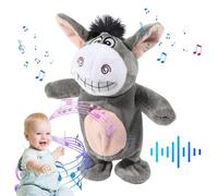 Yhsioaklo Speaking Donkéy Stuffed Musical Toy - Electric Interactive Animated Plushié | Repeating & Talking Sensory Learning Development Toy for Kids | Soft Walking Animal Gift for Boys Girls, Grey