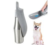 Yhsioaklo Water Bottle for Dogs for Walks - Integrated Bowl for Puppies - Portable Non-Drip Dispenser in Stainless Steel 750 ml for Travel, Camping, Hiking