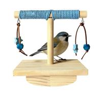 Yhsioaklo Wooden Bird Perch Stand - Parrot Rocking Toy for Desktop, Self Entertainment Solid Wood Perch, Tiger Striped Robin Swing for Cockatiel Lovebird | for Cage Home Office