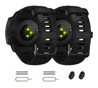 YHSITFNG 2PCS Silicone Watch Bands for Garmin Instinct, 22mm Soft Strap Sport Wristband for Instinct 2 / Instinct Esports Solar Tide Tactical Smartwatch (Black+Black)