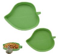 YHSKJCD 2 Pcs Leaf Reptile Food Water Bowl, Pet Food Feeding Plate for Turtle Small Snake Lizard, 2 Sizes