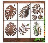 yhslmh Large Tropical Leaf Stencils for Painting on Wood Wall Reusable 16in Leaves Fern Palm Stencils for Crafts Canvas Furniture Wall Drawing Card Making Pattern Decorative (6 Large Leaf)