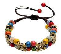 YHSTMCA Handmade Boho Bracelet, Colorful Ceramic Beads Adjustable Bracelet, Boho Hippie for 5.9'' - 11'' Wrists, Unique Summer Jewelry Gift for Girl