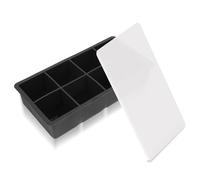YHT 1 Pack Extra Large Ice Cube Tray Molds with Lids,8 Cubes Black Reusable Silicone Square Ice Cube Maker Moulds for Whiskey,Cocktails,Drinks(Black)