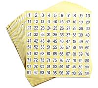 YHT 15 Sheets 1 to 100 Number Removable Self Adhesive 10mm Labels,Small Waterproof Stickers with Clear Package,Size Labels for Clothes,White Sticky Round Number Tags