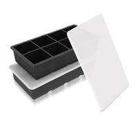 YHT 2 Pack Extra Large Ice Cube Tray Molds with Lids,16 Cubes Black Reusable Silicone Square Ice Cube Maker Moulds for Whiskey,Cocktails,Drinks(Black)