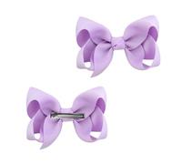 YHT 2Pack Girls 3 inch Hair Clips for Baby,Kids,Grosgrain Ribbon Bows Hair Accessories for Toddler,Teens,Ponytail Holder Bow in Pairs for Children,Women,Purple