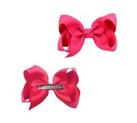 YHT 2Pack Girls 3 inch Hair Clips for Baby,Kids,Grosgrain Ribbon Bows Hair Accessories for Toddler,Teens,Ponytail Holder Bow in Pairs for Children,Women,Rose Red