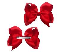 YHT 2PCS Girls Hair Clips for Baby,Kids,Grosgrain Ribbon Bows Hair Accessories for Toddler,Teens,3 inch Red Ponytail Holder Bow in Pairs for Children,Women