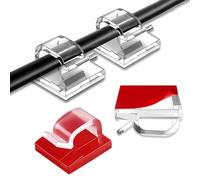 YHT 60 PCS Clear Cable Clips Set,Wall Wire Clips with Adhesive for Cable Management,Cord Clips with Sticky Cable Hooks for Wall,Under Desk,Car,Christmas Decorations,Fairy Lights