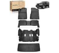YHTAUTO Floor Mats & Cargo Mat Compatible with Nissan Armada 2017-2024, 8 Seats, All Weather Car Mats TPE Waterproof Anti-Slip Odorless Floor Liner Trunk Mat, Interior Car Accessories