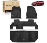 YHTAUTO Floor Mats & Cargo Mat Fit Buick Enclave 2008-2017 Chevrolet Traverse 2009-2017 with 2nd Row Bench Seats, TPE All Weather Car Mats Waterproof Anti-Slip Odorless Floor Liner Trunk Mat