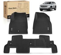 YHTAUTO Floor Mats Compatible with Buick Enclave Chevrolet Traverse GMC Acadia Limited Saturn Outlook with 2nd Row Bench Seats, TPE All Weather Anti-Slip Odorless Floor Liner, Front & 2nd Row Liner