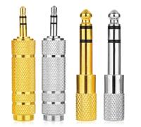 YHTCC 4 PCS Headphone Jack Adapters,3.5mm to 6.35mm Audio Jacks and 6.35mm to 3.5mm Adapter Each Two,1/8 Inch Female to 1/4 Inch Male Plug & 1/8 Inch Male to 1/4 Inch Female Audio Stereo Plug Adapter