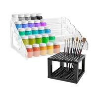 YHTCC 5-Layer Acrylic Paint Organizer & Brush Holder, Snap-On Design Easy Assembly Paint Storage Rack for Craft Hobby Miniature Model Light Paint Bottles Alcohol Inks & Nail Polish
