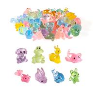 YHTCC 80PCS Resin Animals, 8 Styles Mini Animals, Aquarium Toy