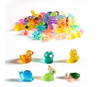 YHTCC 86PCS Resin Animals, 6 Styles Mini Animals, Aquarium Toy | Mini Ducks, Glow In The Dark Ducks Rabbit Turtle Mushroom Unicorn Duck Snail, Garden Miniature DIY Decoration Landscape Craft