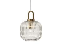YHtech Glass Pendant Lamp Fixtures Striped Shade Lamp Fittings and U Shape E27 Copper Socket Ceiling Ligh (M)