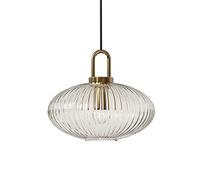 YHtech Glass Pendant Lamp Fixtures Striped Shade Lamp Fittings and U Shape E27 Copper Socket Ceiling Ligh (L)