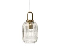 YHtech Glass Pendant Lamp Fixtures Striped Shade Lamp Fittings and U Shape E27 Copper Socket Ceiling Ligh (S)
