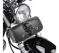 YHTIMIOX Universal Motorcycle 3D Skull Tool SaddleBags Front Fork Handlebar Bag PU Leather Sissybar Storage Pouch Compatible with Harley Dyna Scooter Softail Sportster Road King Honda Kawasaki Suzuki
