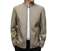 YHTRFDMSG Men's Standing Collar Zipper Casual Jacket, Aviator Jacket Lightweight Casual Spring Fall Windbreaker Coat with Pocket (L,Khaki)