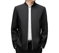 YHTRFDMSG Men's Standing Collar Zipper Casual Jacket, Aviator Jacket Lightweight Casual Spring Fall Windbreaker Coat with Pocket (M,Black)
