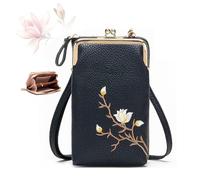 YHTRFDMSG Women Sling Cross-Body Wallet with Mobile Cell Phone Holder, Cell Phone Handbags with Card Slots Mini Coin Clutch Bag (Black)