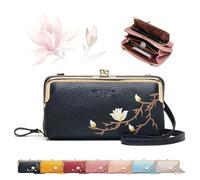 YHTRFDMSG Women Sling Cross-Body Wallet with Mobile Cell Phone Holder, Cell Phone Handbags with Card Slots Mini Coin Clutch Bag (Black)