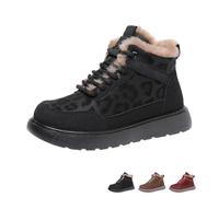 YHTRFDMSG Women's Winter Snow Boots,Women's Cozy Leopard Print Thick-Soled Winter Warm Plush Ankle Boots - Anti-Slip, Durable, Fashionable and Versatile - Cotton Shoes (6.5,Black)