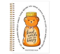 Yhtrg Honey Bear Christian Notebook, Proverbs 16:24 Kind Words Are like Honey Bible Journal for Women, Bible Scripture Journals for Writing, Christian Gifts for Women, 5.5x8.3 Inch