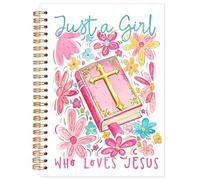 Yhtrg Pink Floral Christian Notebook, Just a Girl Who Loves Jesus Bible Floral Journal Spiral Notebook for Women, Bible Scripture Journals for Writing, Christian Gifts for Women, 5.5x8.3 Inch