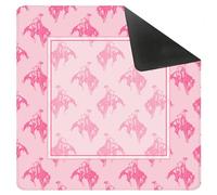 Yhtrg Preppy Pink Western Mahjong Mat for Table 31.5 x 31.5 in, Country Southwest Rodeo Cowboy Anti-Slip Mahjong Table Cover Tablecloth for Poker Board Card Tile Game Dominoes