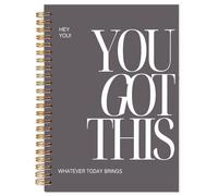 Yhtrg You Got This Inspirational Notebooks Journal, Grey Motivational Spiral Journal Notebook for Women, Grey Motivational Positive Notebooks for Office School Supplies, 5.5x8.3 Inch