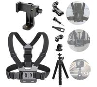 YHTSPORT Cell Phone Chest Support Harness Clip Holder Strap for Cell Phone and for Gopro Action Camera Adjustable Straps + Portable Octopus Tripod (Upgraded)