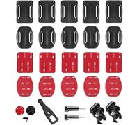 YHTSPORT Helmet Adhesive Mounts Flat and Curved, 26 Pcs Helmet Mounting Accessories, 3M Adhesive Buckle Mount Screw Accessories for Action Camera