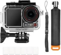 YHTSPORT Waterproof Case Compatible with DJI Osmo Action 5 Pro/Action 4/Action 3 + Floatable Grip + 6 Anti-Fog Inserts + Quick Assembly Clip
