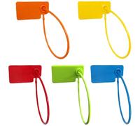 Yhuasia 100 Pcs Tamper Tags, Security Seals, Tamper Evident Seals, Plastic Pull Tight Seals for Clothing, Shoes, Handbags, Luggage, Logistics (Style C-Red, Orange, Yellow, Green, Blue)