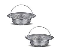 Yhuasia Stainless Steel Drain Strainer, 2 Pieces Sink Metal Strainer, Sink Strainer, Stainless Steel Sink Strainer, with Upgrade Handle, for Prevent Blockage for Kitchen Bathroom Shower (110mm)